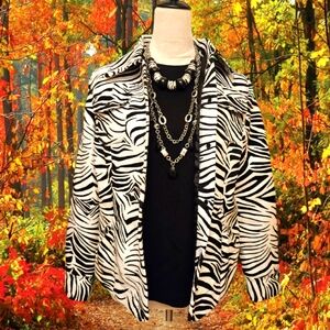 Saint Tropez West Animal Print Zebra Jacket Size M